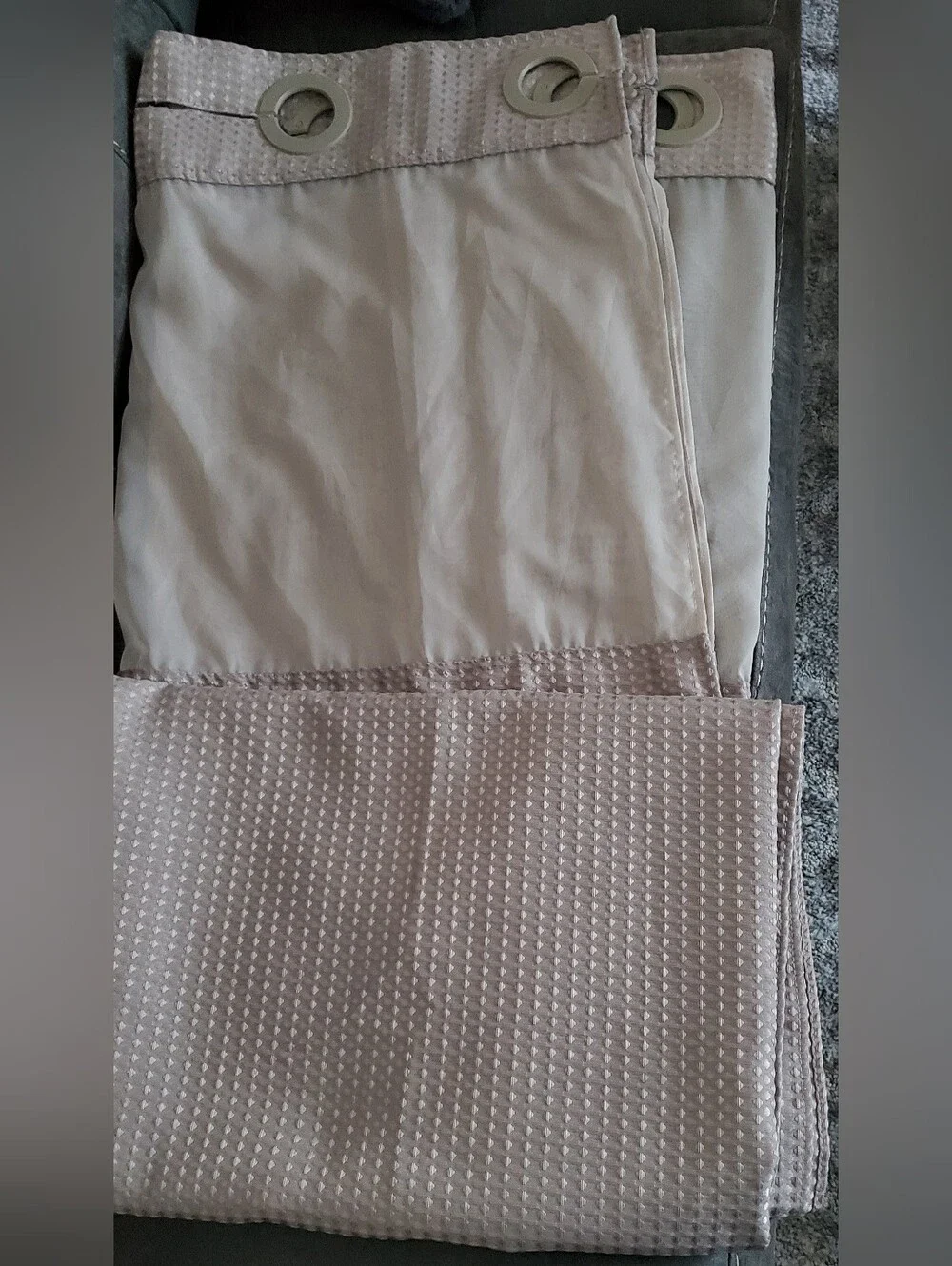 Hookless Mocha Waffle-Texture Shower Curtain With NWT Shower Curtain Liner